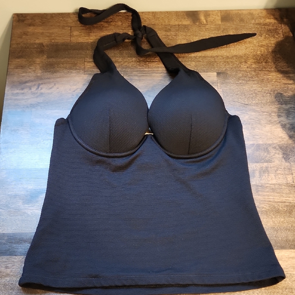 Boden Black Halter Bathing Suit Tankini 36B Padded Underwire